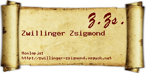 Zwillinger Zsigmond névjegykártya